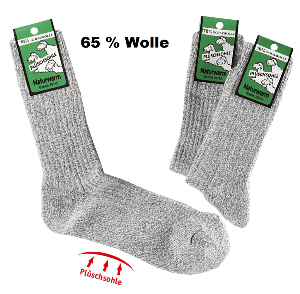 Gesundheits-Socken mit Plüschsohle - 65 % Schafwolle