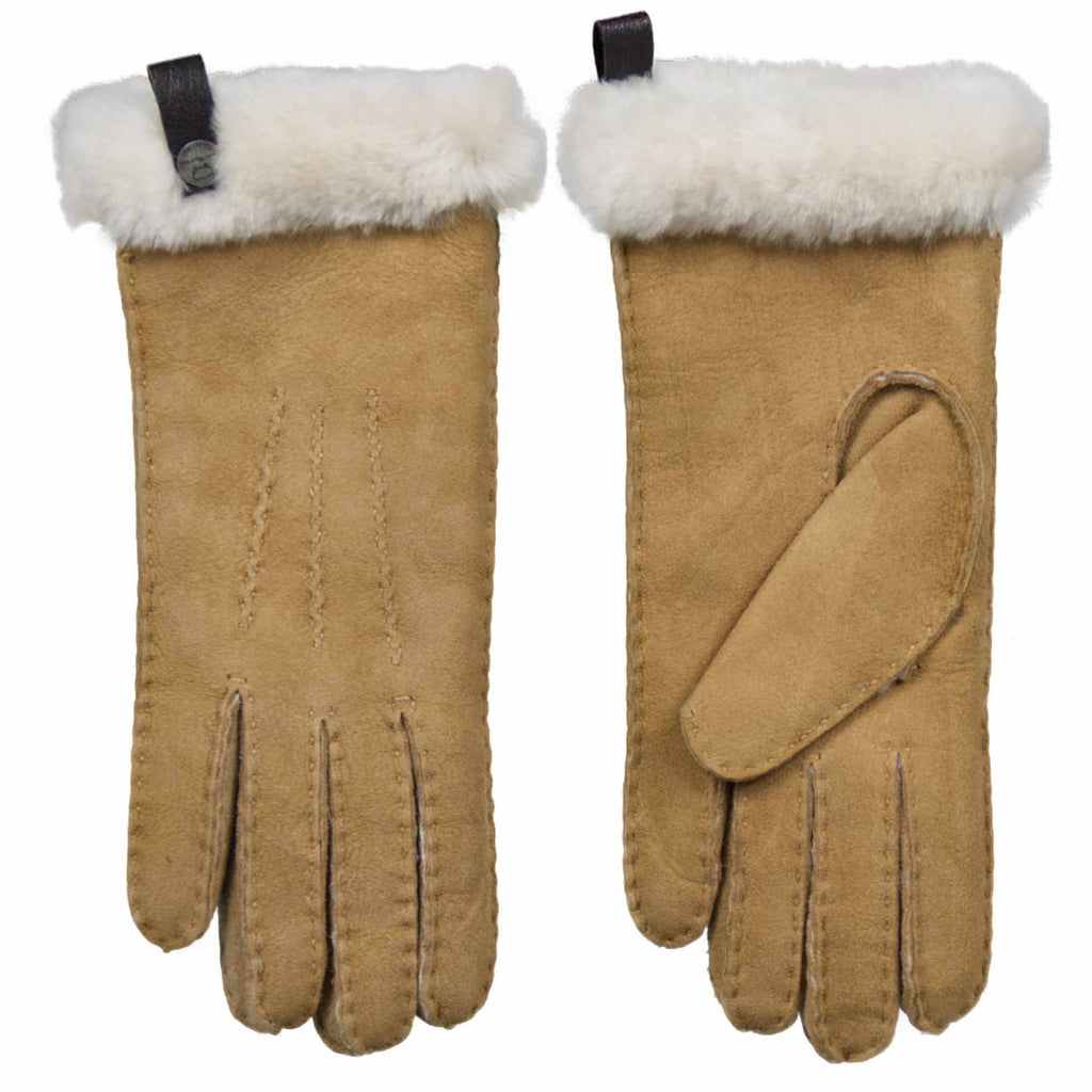 Damen-Wildlederhandschuhe von Van Buren mit echtem Lammfell-Futter