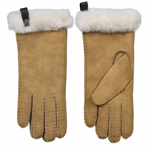 Damen-Wildlederhandschuhe von Van Buren mit echtem Lammfell-Futter
