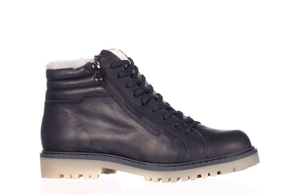 Damen Lammfell Schnürer-Bottine CORAMI mit 2-Aussen-Reissverschlüssen